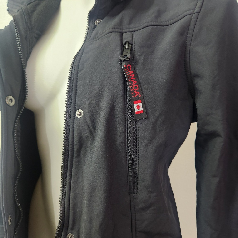 Black Softshell Long Womens Jacket Canada Weathergear - Picture 6 of 12